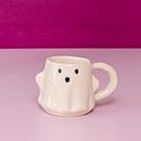 The Orby House - White Ghost Mug- 250ml, Handcrafted Ceramic Mug, Perfect for Halloween Decor, Made with Toxin Free and ecoo Friendly Materials (1)