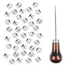 TUZAZO 500 Pieces 10 mm Square Pyramid Studs for Clothing Bag Leather Shoes Punk Rock Jewelry Craft, 4 Prong Metal Nailhead Studs Spikes Accessories with Awl (Silver)