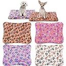 4 Pack Ultra Soft Dog Cat Bed Mat with Cute Prints Reversible Fleece Dog Crate Kennel Pad Cozy Washable Thickened Hamster Guinea Pig Bed Pet Bed Mat for Small Animals (Vivid Color,23 x 18 Inches)