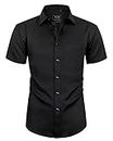 Alimens & Gentle Mens Short Sleeve Dress Shirts Regular Fit Solid Casual Button Down Shirts Medium