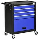 DURHAND 4-Drawer Tool Chest with 4 Wheels, Rolling Tool Box and Storage Cabinet, Portable Tool Organizer for Garage, Factory and Workshop, Blue