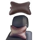 Car Neck Cushion, Gaming Chair Cushion, Headrest for Car Seat, Travel Cushion Made of Faux Leather, Comfortable and Waterproof Cushion for Travel, Colour: Brown