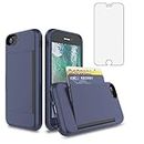 Asuwish Phone Case for iPhone 6plus 6splus 7plus 8plus i 6/6s/7/8 Plus with Screen Protector Cover and Card Holder Hybrid Cell iPhone6splus i Phone7s 7s 7+ 8s 8+ Phones8 6+ i6 6s+ Women Men Navy Blue