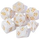 CiaraQ DND Polyhedral Dice Set with a Black Dice Bag for D&D RPG MTG Role Playing Table Games (White)