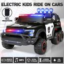 Electric 12V Battery Kids Ride On Police Car Truck 6Wheels+LED+Intercom+Siren+RC