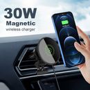 30W Magnetic Car Wireless Charger Stand Mount Holder For iPhone 15 14 13 12 Pro