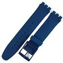 (Navy) 2pcs x17mm Standard Replacement Silicone Watch Band Strap Wristband for Swatch
