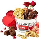 David’s Cookies Love Cookies And Brownies Bucket Sampler - Freshly Baked Chocolate Chunk Cookies and Chocolate Chip Brownies - Delicious Gourmet Food Gift In a Love-Themed Bucket 1.3 Lbs