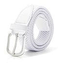AWAYTR Kids Elastic Braided Belt - Pin Buckle Stretch Golf Baseball Belts for Boys and Girls Aged 4-12 Years (White)