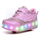 ZCOINS Boy Girl Roller Shoes with Light Flashing Wheels Skate Sneaker for Kids Teens Pink Size: 2 Little Kid