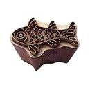 Intricate Wood Stamp Brass Fish Designs Clay Printing Block