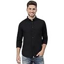 Dennis Lingo Men's Cotton Black Solid Casual Shirt (C301_Black_M)