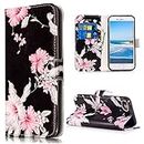 iPhone 6S Wallet Case,iPhone 6S Case,6S Case,iPhone 6 Case,JanCalm Pattern Premium PU Leather [Card/Cash Slots] Stand Flip Cover for iPhone 6/6S (4.7 inch) + Crystal Pen (Black/Flower)
