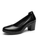 DREAM PAIRS Women's Chunky Closed Toe Low Block Heels Work Pumps Comfortable Round Toe Dress Wedding Shoes,SDPU2230W,Black,Size 8 US/6 UK