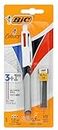 BIC 4 Colours Pen and Pencil Combo, 3 Ballpoint Pens Medium 1.0mm Blue, Black, Red, 1 Mechanical Pencil, 12 Leads Medium 0.7mm, 1 Per Pack, 1 Pack