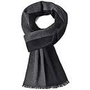 Men Winter Cashmere Scarf Thick Warm Wool Men's Scarves For Autumn Winter (Black & Grey)