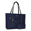 MOSISO USB Port Laptop Tote Bag for Women, Compatible with MacBook Pro 16 inch A2141, 15-15.6 inch Notebook, Lightweight Organizer Work Travel Business Briefcase with Small Purse, Navy Blue