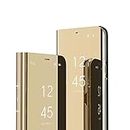 IMEIKONST LG V30 Funda Carcasa Espejo Mirror Design Caso Clear View Makeup Standing Protectora Flip Folio PC + PU Cover Cubierta para LG V30 / LG V30 Plus Flip Mirror: Golden QH