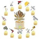 25 Pcs Tools Cake Topper Cupcake Toppers Tools Cake Decorations for Tools Party Decorations Tool Birthday Party Supplies