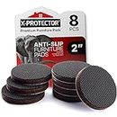 X-Protector Non Slip Furniture Grippers Premium 8 pcs 2" Furniture Pads Best Self Adhesive Rubber Feet for Furniture Feet