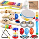 LOOIKOOS Toddler Musical Instruments Set Wooden Percussion Instruments Toy for K
