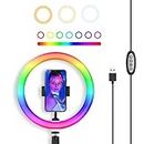 Tygot 10 Inch LED RGB Ring Light for Camera, Phone, YouTube, Video Shoot, Live Stream, Makeup, Reels, Professional Multicolour Ringlight with Mobile Mount, Compatible with iPhone & Android