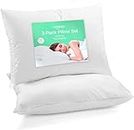Queen Bed Pillows 2 Pack - Washable Premium Sleeping Pillows - Soft Sand Washed Bed Pillow Cover - Microfiber Filling Firm Hotel Pillows for Back Neck Pain, Stomach and Side Sleepers
