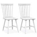 COSTWAY Dining Chairs Set of 2, Windsor Kitchen Chairs with Spindle Back, Rubber Wood Legs & Non-Slip Foot pads, Armless Side Chairs for Kitchen Dining Room Restaurant (White)