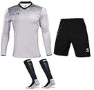 KELME Soccer Goalkeeper Jersey Uniform Kit - Mens Padded Football Goalie Jersey - Padded Shirt, Shorts and Socks Kids and Adult Sizes (X-Large, Grey)