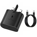 45W Charger For Samsung USB C Plug & Cable FAST Charger Adapter 3 Pin Mains Wall Charging for galaxy Mobile phones S 24 ULTRA S23 ultra FE S 22 S 21 fe 20 note s20 ultra 10 9 8 a14 a34 a54