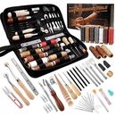 50PC Professional Leather Craft Working Tools Sewing Kit Repair Set Waxed Thread