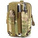 OLAHRAGA Multipurpose Tactical Nylon Waist Bags, Universal Outdoor Molle EDC Belt Waist Pouch with Phone Pocket for Camping Hiking Cycling Hunting Climbing Travel (Chikugreen)