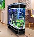 Black Fish Tank 124Gal LED Aquarium Kit Upright Fish Tank Large Glass Fishbowl Glsaa Bar for Patios Living Office Room and Kitchen