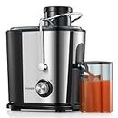 FOHERE Juicer Machines 600W, 3" Wide Mouth Juicers Whole Fruit and Vegetable, Fruit Juicer Machine with Anti-Drip Spout, 2 Speeds, Stainless Steel, Easy to Clean, BPA-Free
