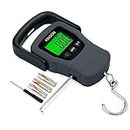 Portable Digital Hanging Hook Scale with Backlit LCD Display and Measuring Tape 110lb/50kg 3 AAA Batteries Included