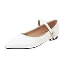 CHICMARK Komfortable Flache Mary Jane-Schuhe für Damen mit Spitzer Zehenpartie für Dating/Business Casual (Weiß, 41)
