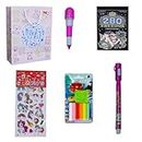 Birthday Return Gift Combo for Kids | Rainbow Play Clay, Jumbo Sticker, Tattoo Book, Invisible Magic Pen and Capsule Pen with Goody Bag (Pack of 5)