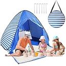 Easy Pop Up Beach Tent 2-3 Person Sun Shelter Lightweight Family Beach Shade UPF 50+ Anti UV Portable Beach Umbrella Automatic Instant Sunshade Cabana Canopy with Carry Bag for Baby Adults Family (Stripe Blue)