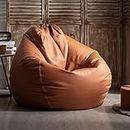 Big Luxury Sofa Pouf Cover Faux Leather Waterproof Lazy Bean Bag Chair No Filler Outdoor Beanbag Couch Puff (Color : Orange, Size : 80CM)