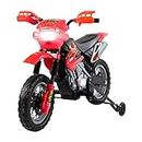 Aosom 6V Electric Kids Ride-On Motorcycle Powered Dirt Bike Battery Scooter w/Training Wheels Red