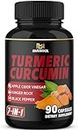 Turmeric Curcumin Supplement 4040 mg - 95% Curcuminoids with Ginger, Apple Cider Vinegar, Black Pepper - Supports Joint & Healthy Inflammatory - 3 Months Supply