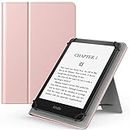 MoKo Universal Case for 6",6.8",7" Kindle eReaders Fire Tablet - Kindle/Kobo/Voyaga/Sony Kindle E-Book Tablet, PU Folio Lightweight Slim Cover Case, with Hand Strap/Kickstand, Rose Gold
