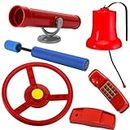 Anschütz Feuerwehr Set für Spielturm Zubehör rot Lenkrad Fernrohr Glocke Telefon Spritze