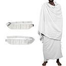 Premium Quality Mens Towelling Ihram/Ahram With Belt 100% Cotton 2 Pieces For Hajj & Umrah (White)