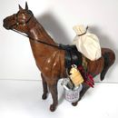 Vintage Leather Horse Statue 13.5" High with Farm Fresh Milk Can Bucket Supplies