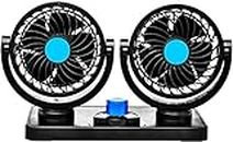 PRIKNIK Car Fan 12V 360 Degree RoCompatible with T-atable Dual Head 2 Speed Quiet Strong Dashboard Auto Cooling Air Fan - DC TCA
