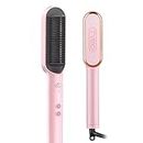 TYMO Ring Hair straightening comb Sakura Pink - Hair iron and styler 2-in-1 with quick 20 second heating, 5 temperature settings and Anti Scald technology