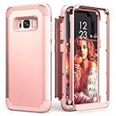IDweel Galaxy S8 Case, Galaxy S8 Case Rose Gold for Women Girls, Hybrid 3 in 1 Shockproof Slim Fit Heavy Duty Protection Hard PC Cover Soft Silicone Rugged Bumper Full Body Case, Rose Gold
