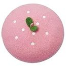 Handmade Kawaii Strawberry Beret Vintage Artist Painter Hat Women Wool Cap Warming Gift (Pink)