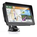 Car GPS Navigation 2024 Latest 7-inch HD Touchscreen 256M-16GB Voice Turn-by-Turn Alert Speed Limit Red Light Warning Car GPS Navigator with Pre-Installed North America Maps Free Lifetime Updates